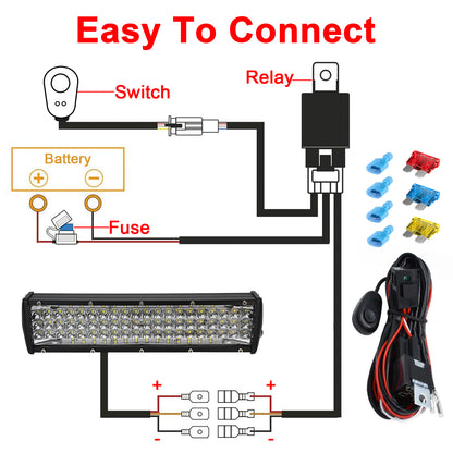 Litampo 12Inch LED Light Bar, 5 Row Spot Lights 150W 15000LM Backup Light Bumper Work Light with Wiring Harness Kit for Off Road Fog Light Driving Light on Truck SUV ATV UTV