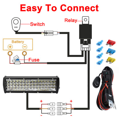 Litampo 9 Inch LED Light Bar, 5 Row Spot Lights 120W 12000LM Backup Light Bumper Work Light with Wiring Harness Kit for Off Road Fog Light Driving Light on Truck SUV ATV UTV